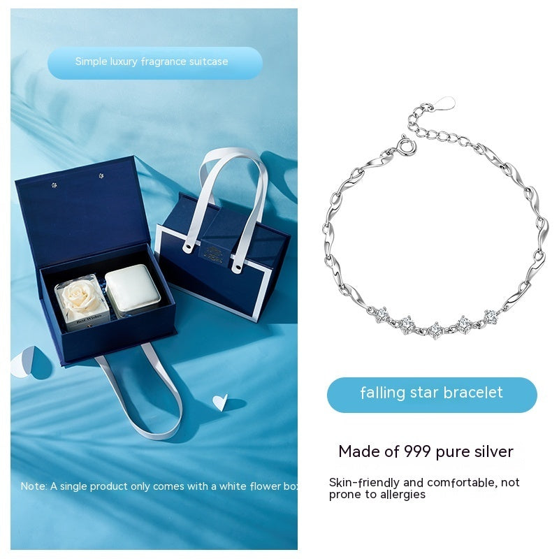 999 Sterling Silver Bracelet For Women's Light Luxury